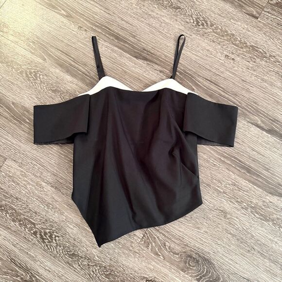 Tibi Agathe Off The Shoulder Layered Cady Top Black - Picture 1 of 6